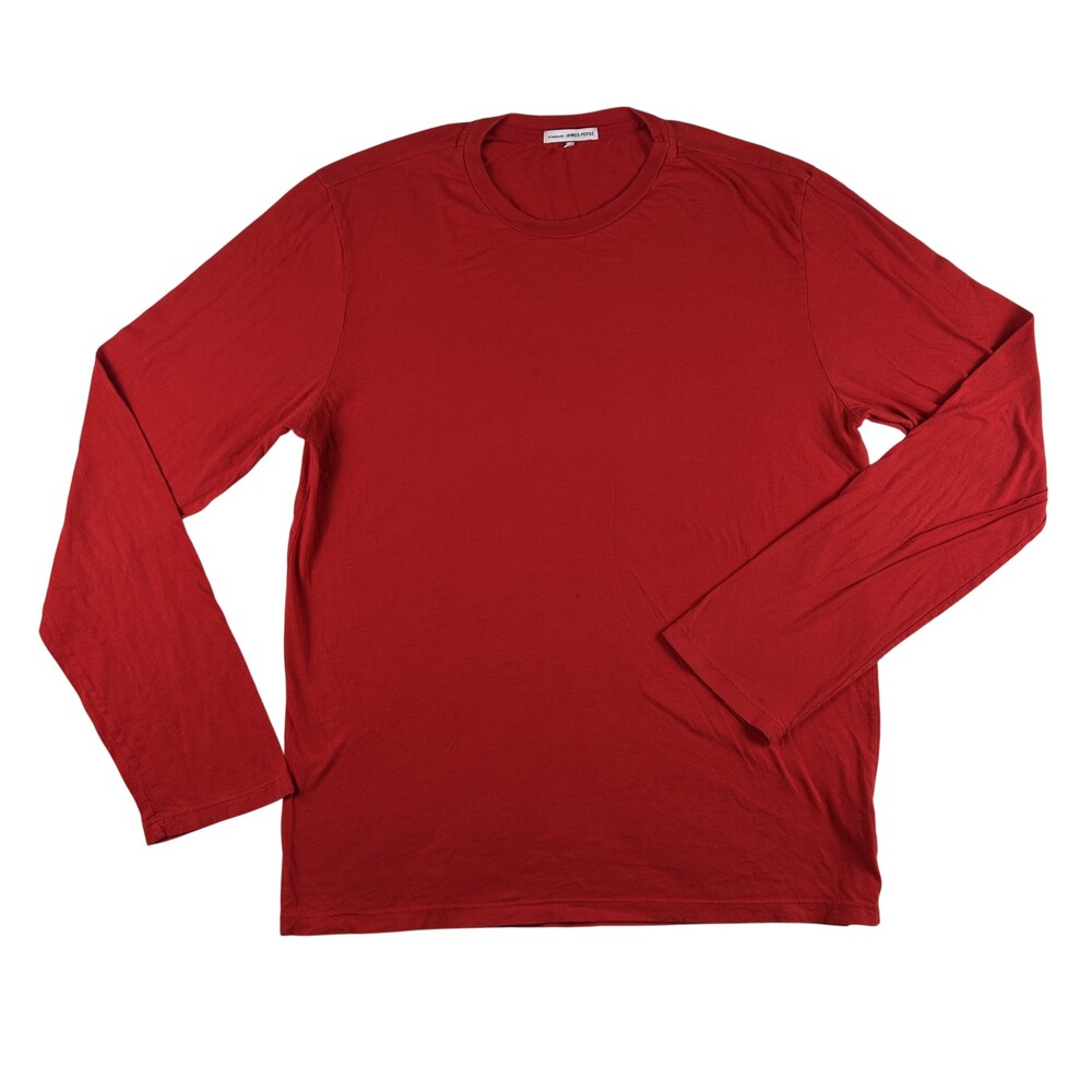 James Perse Shirt Womens 2 Red Crew Neck Long Sleeve Basic Tee T-Shirt USA